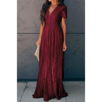Red Blue Fill Your Heart Lace Maxi Dress - XL thumbnail
