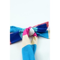 Multicolor Color Block Striped Bow Knot Straps Maxi Dress - XL thumbnail