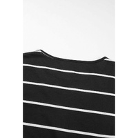 Black Striped Casual Slit Long Dress - M thumbnail