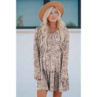 Leopard Animal Print Tiered Long Sleeve Dress - XL thumbnail
