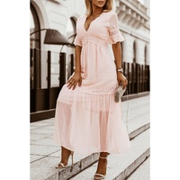 Swiss Dot Lace Trim Maxi Dress - L thumbnail