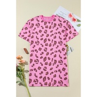 Pink Leopard Mineral Wash Side Pocket Shift Mini Dress - M thumbnail