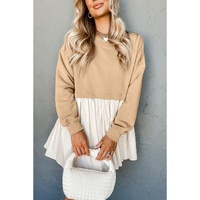 Pale Khaki Sweatshirt Poplin Mini Dress - L thumbnail