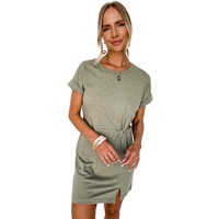 Laurel Green Folded Sleeve Twisted Mini T-Shirt Dress - L thumbnail