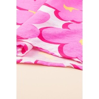 Rose Floral Print Square Neck Empire Waist Flowy Dress - L thumbnail