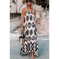 Black Western  Aztec Printed Fashion Vacation Sundress - M thumbnail