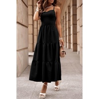 Black Crossover Backless Bodice Tiered Maxi Dress - L thumbnail