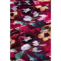 Rose Red Floral Print Tiered Ruffled Half Sleeve V Neck Dress - L thumbnail