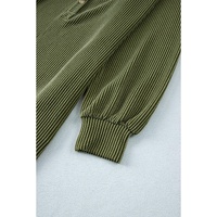 Moss Green Corded Buttons Placket Drop Shoulder Collared Shift Dress - L thumbnail