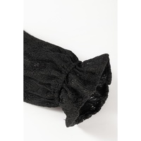 Black Lace Crochet Buttoned Square Neck Shift Mini Dress - XL thumbnail