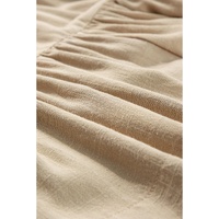 Tan Puff Sleeve Buttoned Tiered Pleated Shirt Mini Dress - L thumbnail