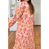 Orange Western Abstract Geometric Printed Maxi Dress - L thumbnail