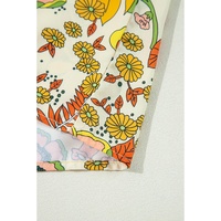 Yellow Cream Floral Print V Neck Puff Sleeve Mini Dress - L thumbnail