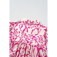 Pink Leopard Print Loose Fit Babydoll Mini Dress - M thumbnail