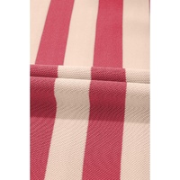 Pink Stripe Collared V Neck Long Sleeve Loose Casual Dress - L thumbnail
