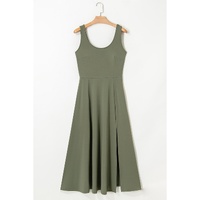 Four Leaf Clover Sleeveless Scoop Neck Flared Split Midi Dress - L thumbnail
