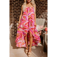 Rose Floral High Low Bandeau Vacay Dress - S thumbnail