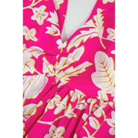 Rose Floral V Neck Crisscross Backless Maxi Dress - M thumbnail