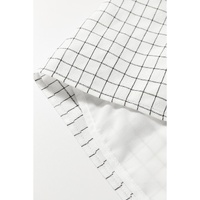 White Stripe Checkered Frilled V Neck Bracelet Sleeve Babydoll Dress - S thumbnail