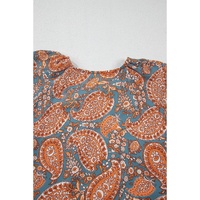 Orange Paisley Print Loose Fit Drawstring High Waist Mini Dress - L thumbnail