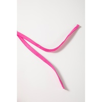 Bright Pink Solid Color Puff Sleeve Tie Front High Waist Mini Dress - S thumbnail