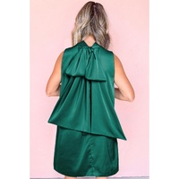 Evergreen Bow Tie Satin Shift Sleeveless Mini Dress - L thumbnail