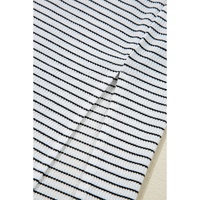 White Stripe Criss Cross Side Slits Slim Fit Sleeveless Midi Dress - S thumbnail