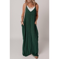 Duffel Green Spaghetti Straps Pocketed Slouchy Maxi Dress - L thumbnail