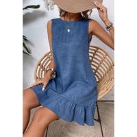 Ashleigh Blue Knot Scoop Back Ruffle Hem Sleeveless Mini Dress - XL thumbnail
