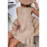 Smoke Gray Knot Scoop Back Ruffle Hem Sleeveless Mini Dress - L thumbnail