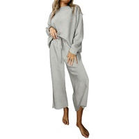 Gray Ultra Loose Textured 2pcs Slouchy Outfit - S thumbnail