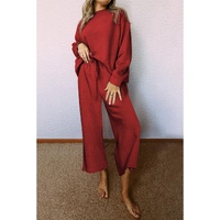 Red Dahlia Ultra Loose Textured 2pcs Slouchy Outfit - 2XL thumbnail