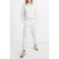 White Quilted Hoodie and Sweatpants Two Piece Set - XL thumbnail