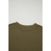 Jungle Green Ribbed Textured Knit Loose Fit Tee and Shorts Set - M thumbnail