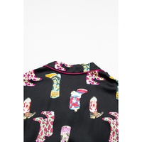 Black Western Cowgirl Boots Printed Satin Long Pajama Set - XL thumbnail