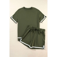 Vineyard Green Contrast Trim Tee and Shorts Set - M thumbnail
