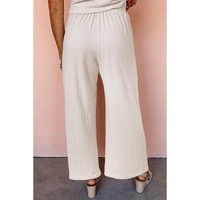 Apricot Buttoned V Neck Tank Top and Wide Leg Pants Casual Outfit - L thumbnail
