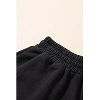 Black Zipper Stand Neck Top and Wide Leg Pants Set - XL thumbnail