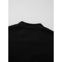 Black Solid Seamed Zipper Jacket and Drawstring Waist Pants Set - S thumbnail