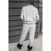 Light Grey Solid Zip Pullover Top and Drawstring Joggers Set - XL thumbnail