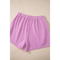 Phalaenopsis Corded Knit Long Sleeve Top and High Waist Shorts Set - S thumbnail