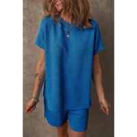 Bluing Solid Textured Crew Neck Short Set - M thumbnail