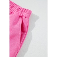 Sachet Pink High Low Patchwork Long Sleeve Top and Shorts Set - L thumbnail