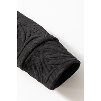 Black Textured Jacquard Quarter Zip Top and Crop Pants Set - XL thumbnail