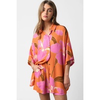 Russet Orange Floral Print Tunic Shirt and Shorts Set - XL thumbnail