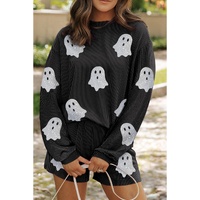 Carbon Grey Halloween Ghost Graphic Corded Pullover and Shorts Two Piece Set - 2XL thumbnail