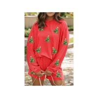 Gold Flame Sequin Christmas Tree Corded Long Sleeve Top ans Shorts Set - M thumbnail