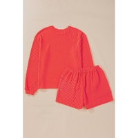 Gold Flame Heart Shape Graphic Corded Pullover and Shorts Outfit - S thumbnail