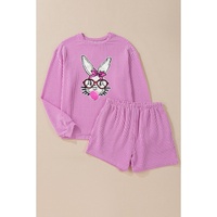 Phalaenopsis Bubble Gum Rabbit Sequin Graphic 2pcs Outfit - S thumbnail