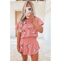 Blossom Sequin Crawfish Graphic Cropped Tee High Waist Skort 2pcs Outfit - S thumbnail